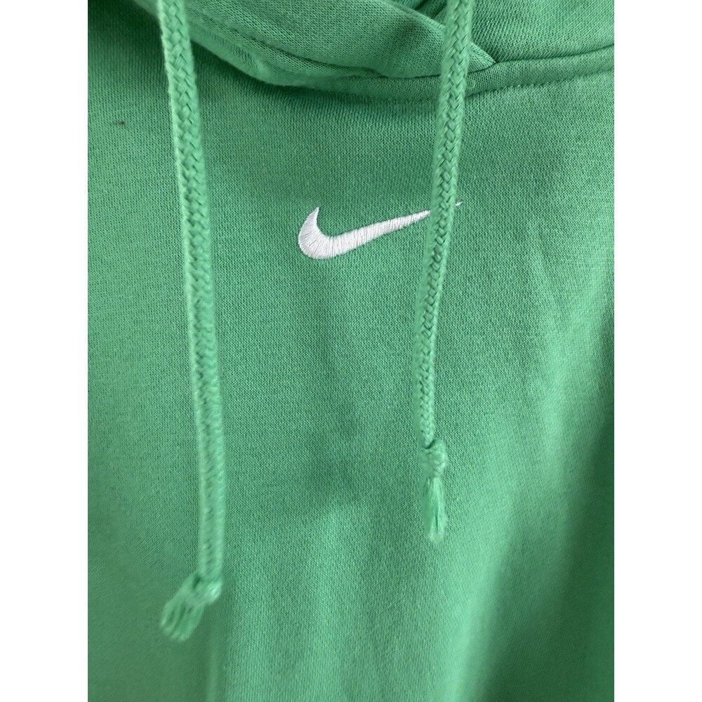 Nike Medium Green Center Swoosh Logo Pullover Hoodie No Pocket - Picture 4 of 4